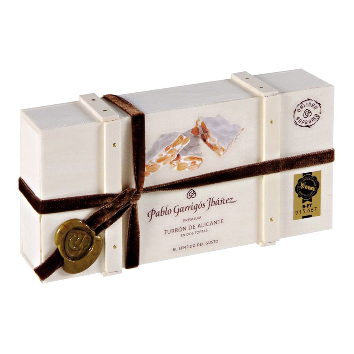 Turrón de Alicante Premium Caja Madera 300g Pablo Garrigós Ibáñez