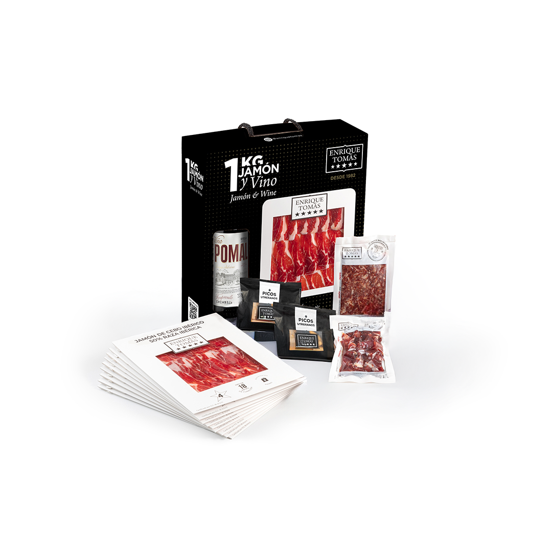PACK Jamón e vino - Jamón di Cebo 50% iberica