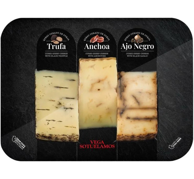 Pack 3 Quesos Trufa, Anchoa y Ajo Negro Vega Sotuelamos 300g