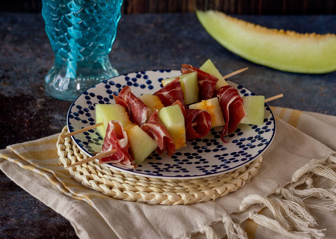 Brochetas de melón con jamón