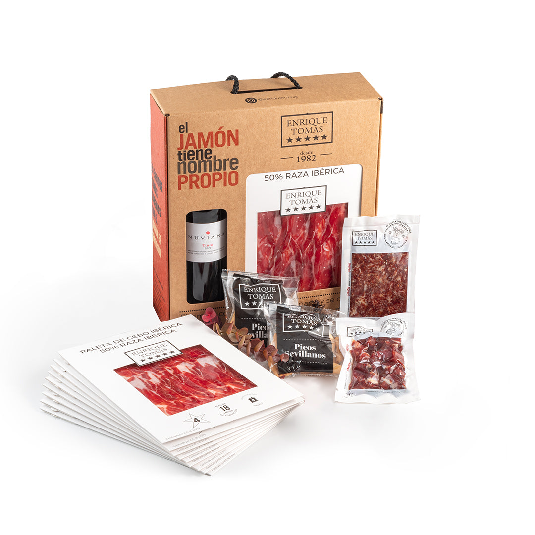 Pack Jamón and Wine- Cebo 50% Iberian Ham Shoulder
