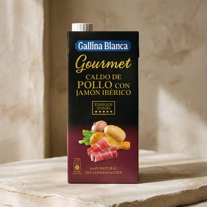 Caldo de Pollo Gourmet con Jamón Ibérico