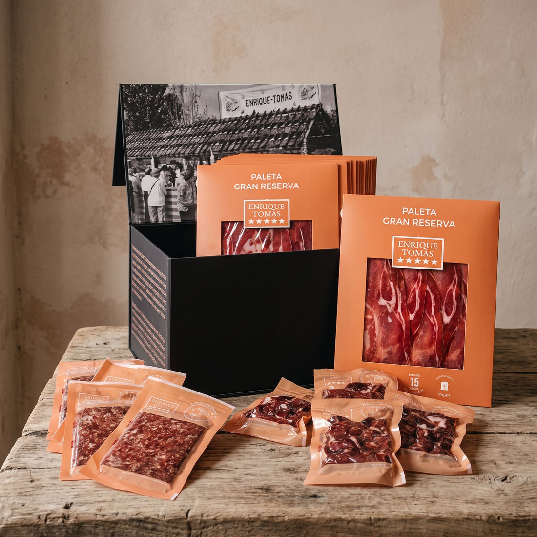 Pieza entera de Paleta Gran reserva (Jamón serrano) Enrique Tomás loncheada en sobres al vacío