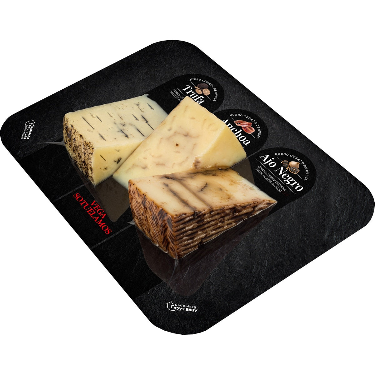 Pack 3 Quesos Trufa, Anchoa y Ajo Negro Vega Sotuelamos 300g