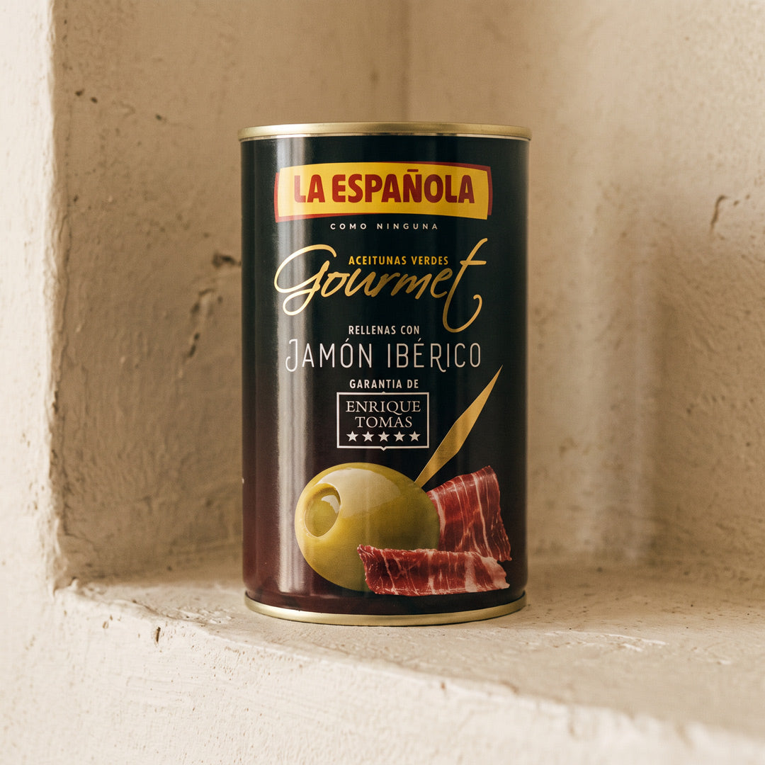 Enrique Tomás × La Española Green Olives Stuffed with Jamón 200 g
