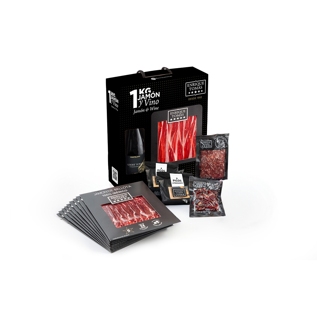 Pack jamón y vino - 5 estrellas premium