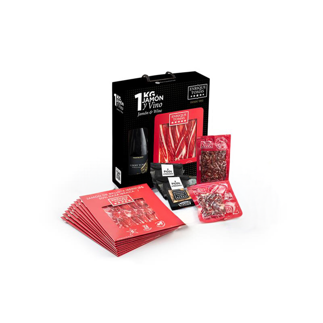 Jamón and wine pack - 50% bellota  Iberian Ham
