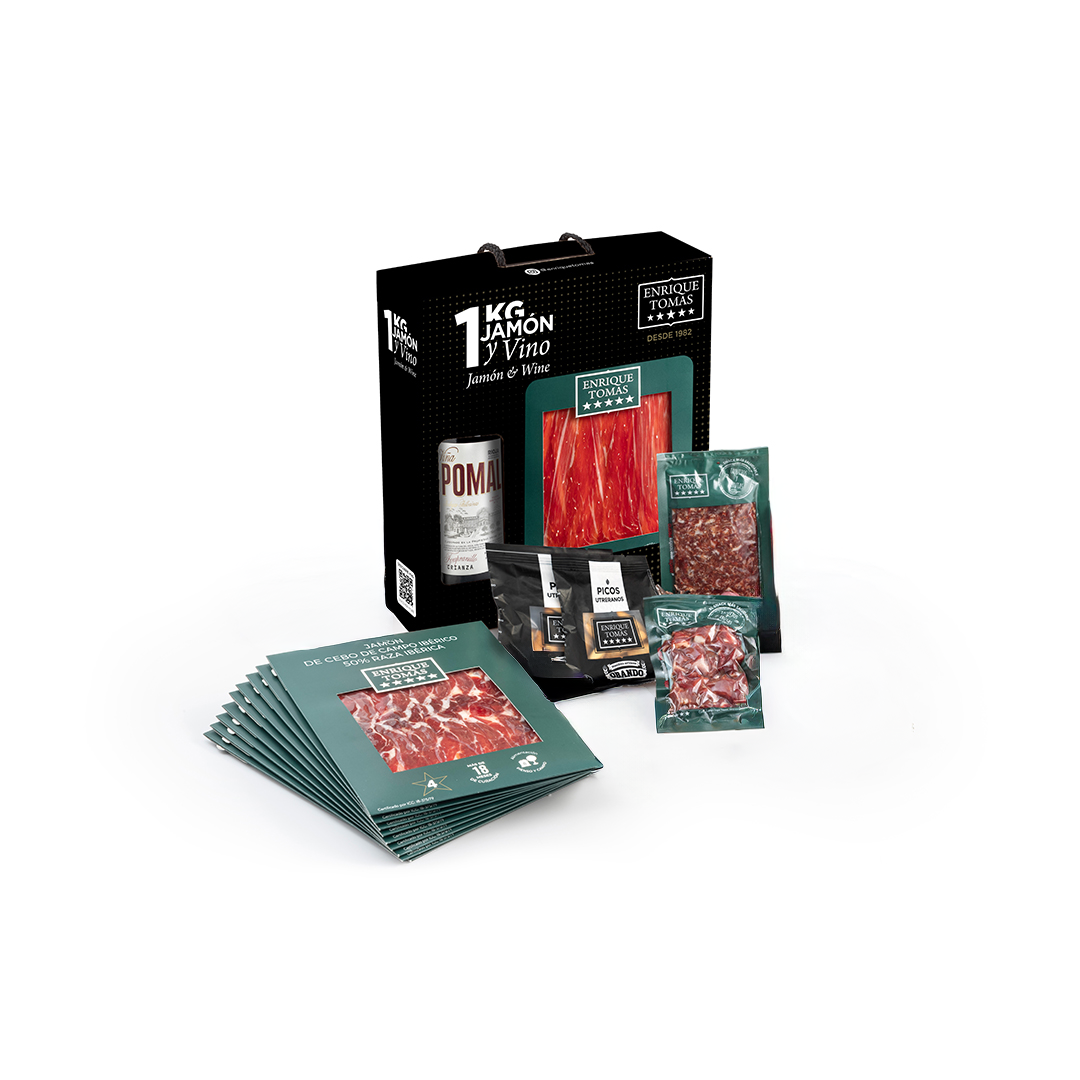 Pack jamón y vino - 4 estrellas premium