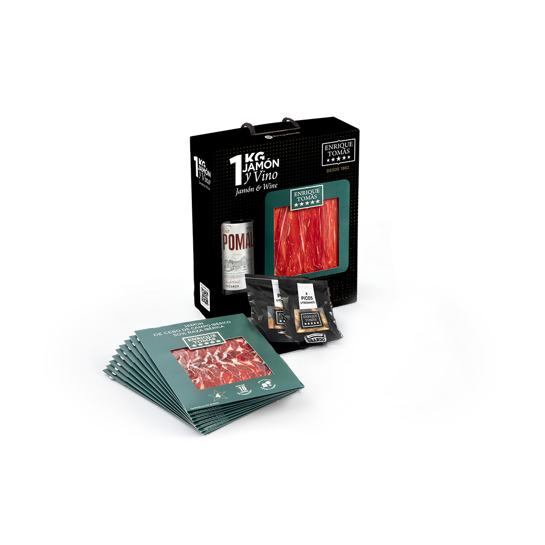 Ham and wine pack - Jamón de cebo de campo 50% Ibérico
