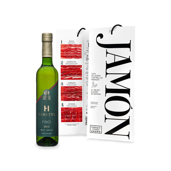 Pack jamón y vino - Cata de jamón 5 estrellas premium con Fino Harveys