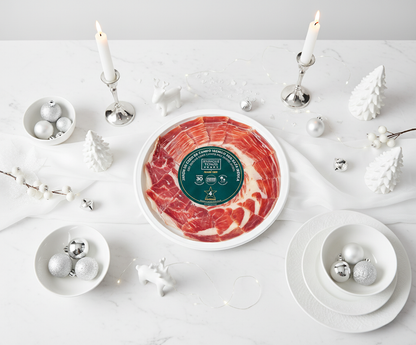 Plato de Jamón de Cebo de Campo Ibérico 50% Raza Ibérica – 80 g | Cortado a Mano | 30 Meses de Curación