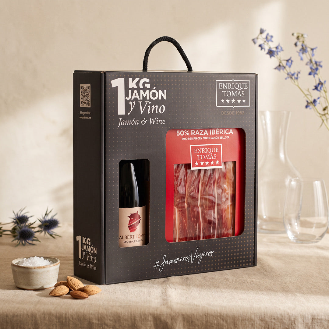 Pack jamón et vin | Jamón Bellota 50% ibérique