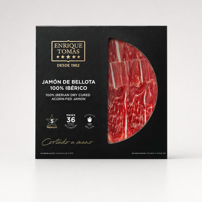 Plato de Jamón de Bellota 100% Ibérico – 80 g | Cortado a Mano | 36 Meses de Curación