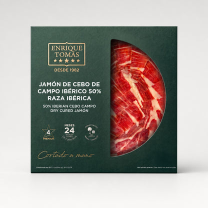 Plato de Jamón de Cebo de Campo Ibérico 50% Raza Ibérica – 80 g | Cortado a Mano | 30 Meses de Curación