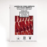 Sobre de jamón cebo ibérico 50% Enrique Tomás etiqueta blanca loncheado (sobre al vacío)