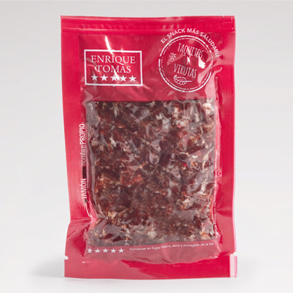 Virutas de Jamón de Bellota 50% Enrique Tomás (sobre al vacío) fondo gris